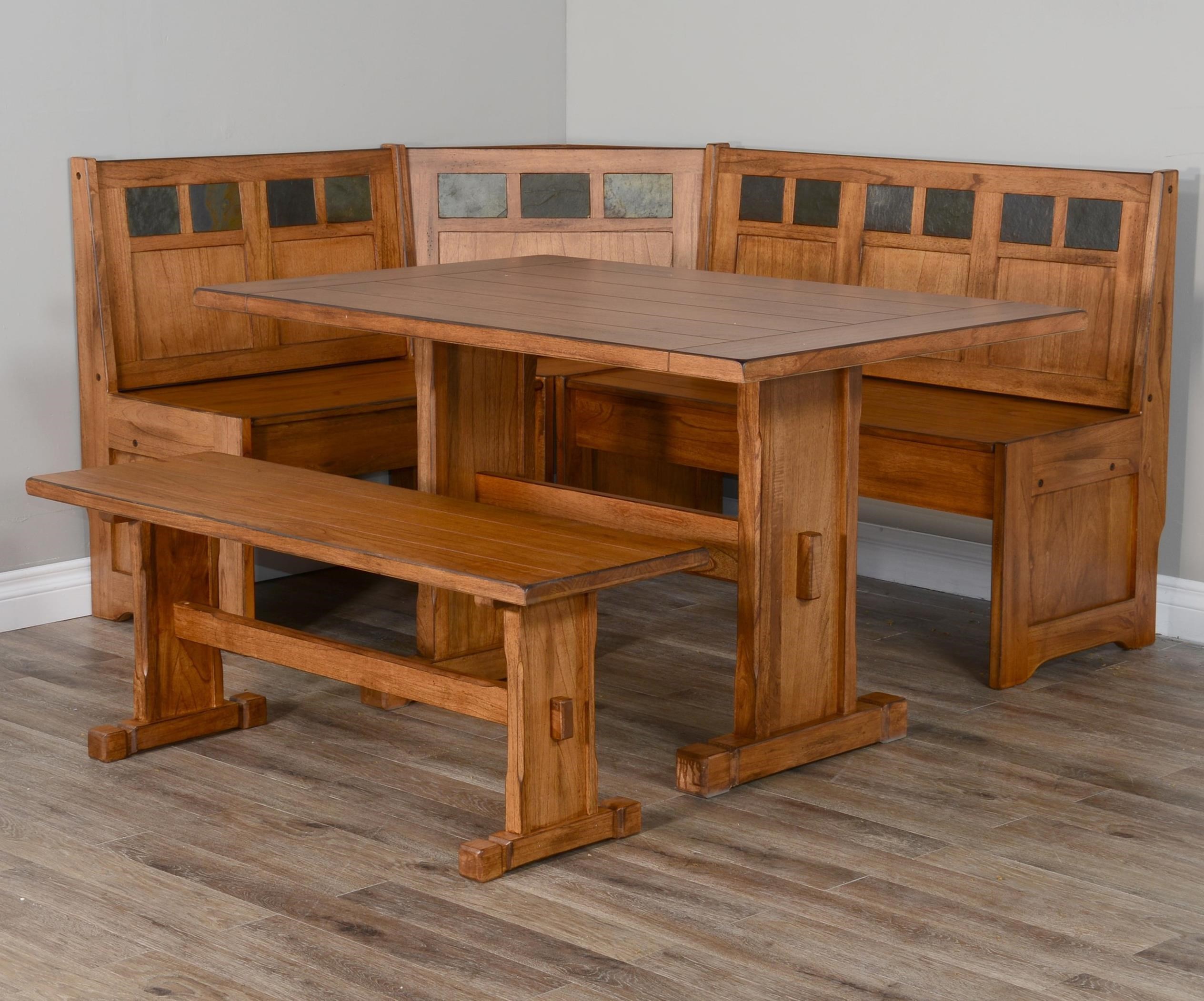 3P2121219 Rustic Breakfast Nook Set with Side Bench Sadler s
